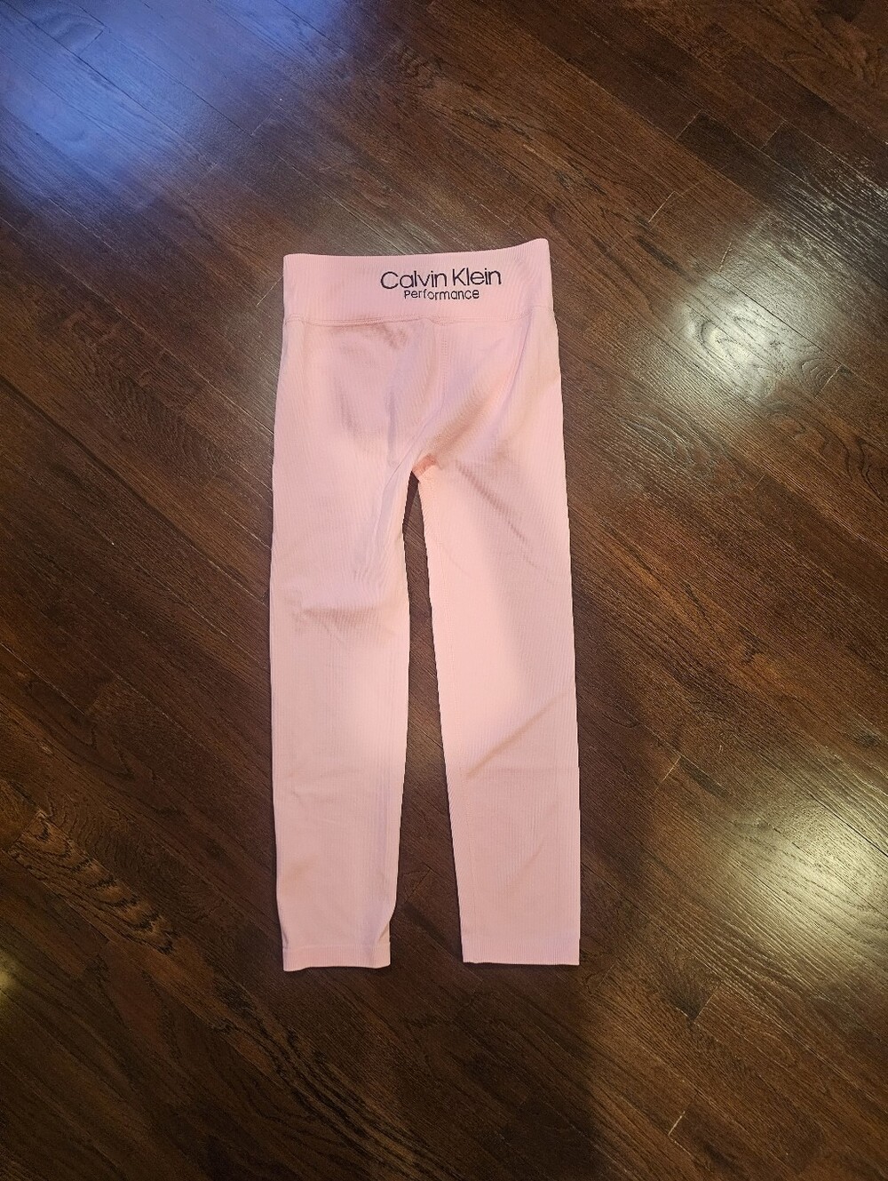 Calvin Klein Pink Ribbed Performance Leggings - Picture 3 of 4